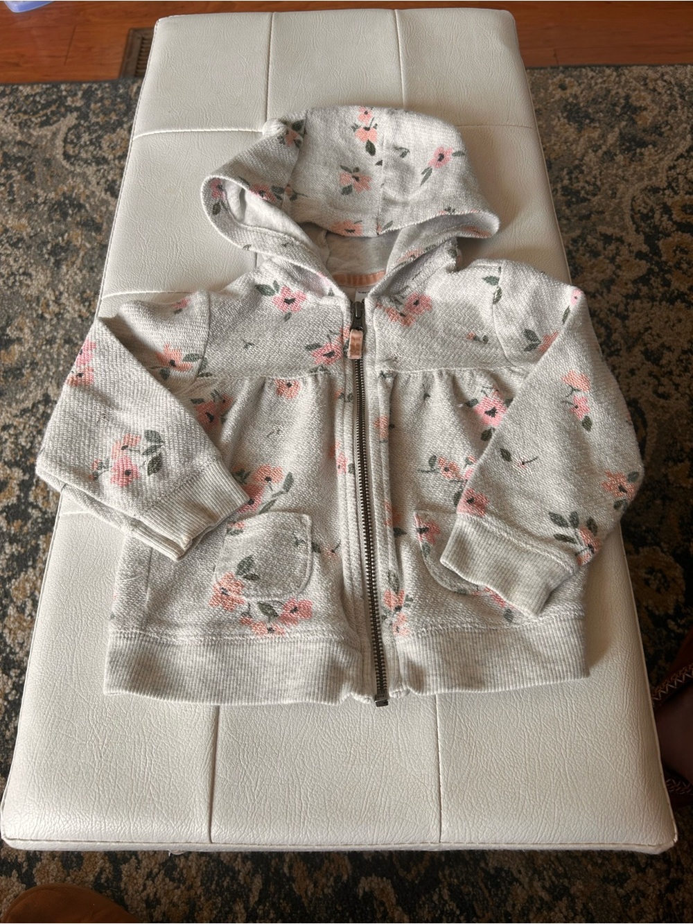 Floral zip up sweater